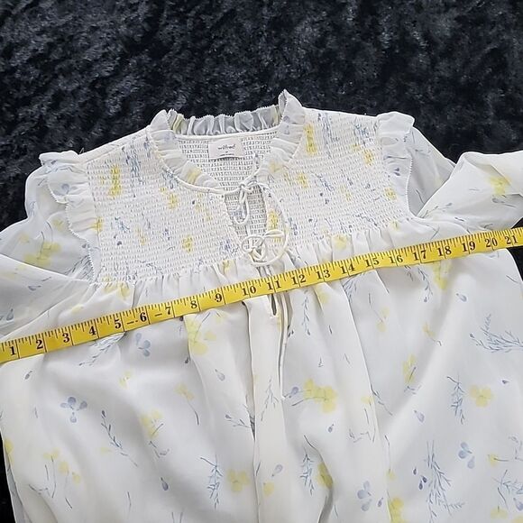 Aritzia Wilfred Castello Blouse Light Birch/Citron Medium - Picture 10 of 12